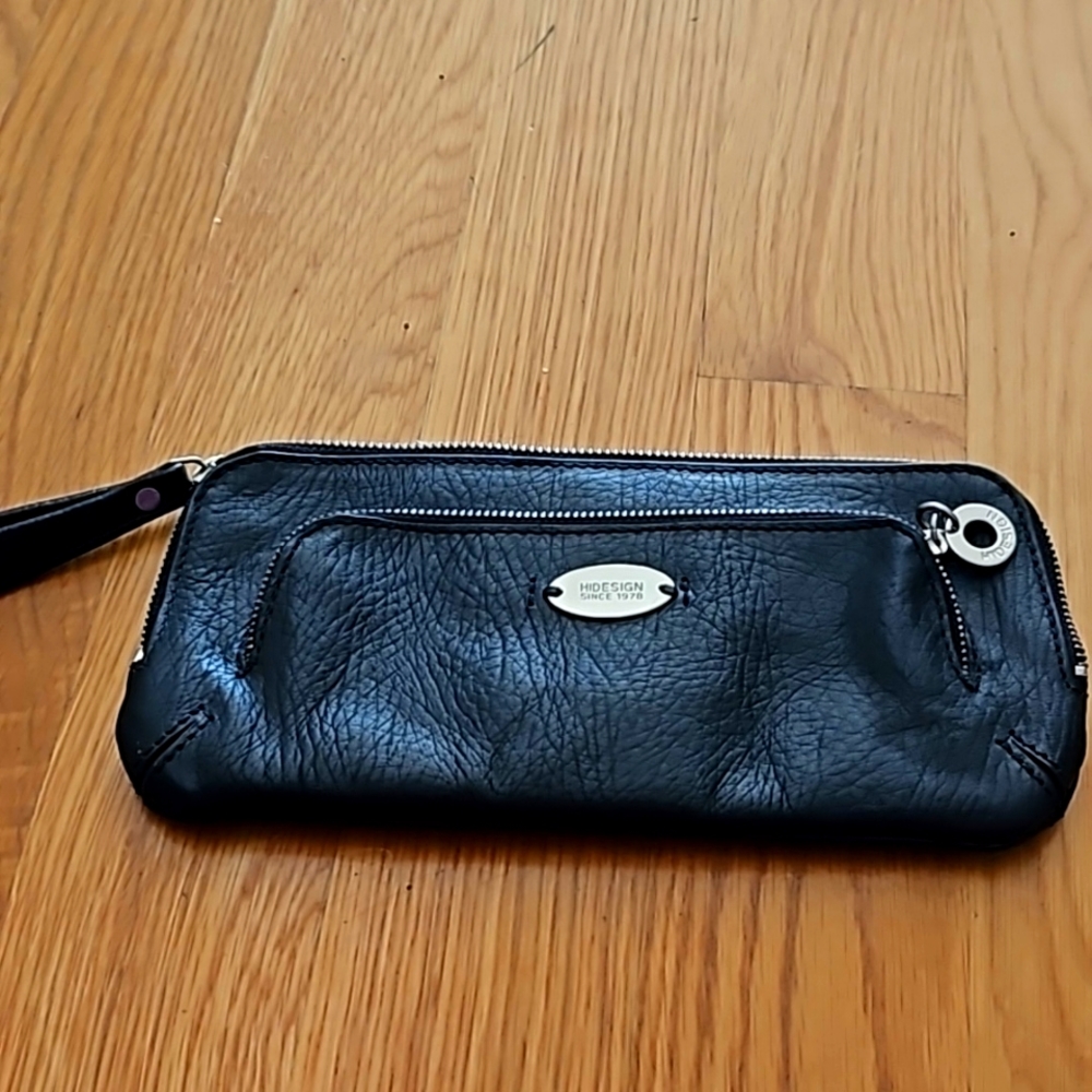 black leather purse